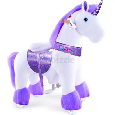 Pony cycle Ride-on Plush Unicorn Toy with Wheels and Handlebar - Purple 3-5 years