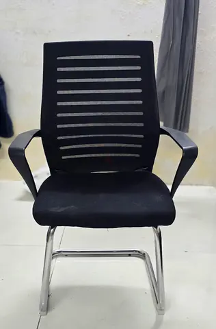 2 Black Visitor/Office Chair with Mesh Back and Chrome Sled Base
