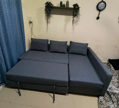 Ikea L Shape Sofa cum bed with big storage in L