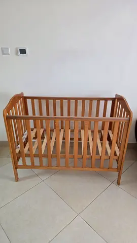 Solid Wooden Baby Crib - three level baby cot with mattress and protection