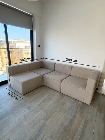 Beige Modular Corner L Sofa - 280cm x 187cm (Good Condition)
