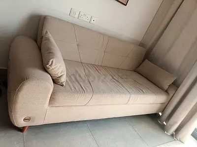 Comfortable 3 Seater Sofa Bed in Beige Fabric