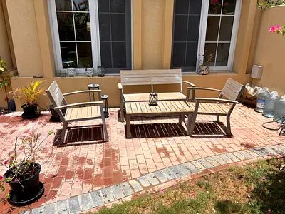 Set of 3 Aluminium Outdoor Lounge Chairs with Side Table
