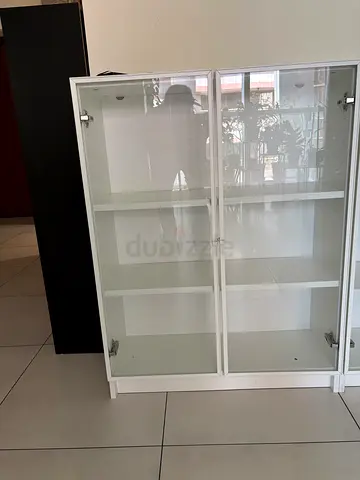 White Glass Display Cabinets - 4 Modular Units, Good Condition.200 for each cabinet .