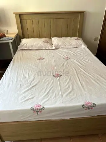 Queen size cot with mattress from pan home