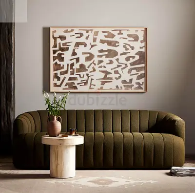 Plush Olive Green 3-Seater Sofa - Modern Curved Design