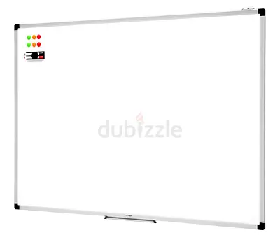 Whiteboard Drywipe Magnetic with Pen Tray and Aluminium Trim, 120 cm x 90 cm (WxH), amazon basics