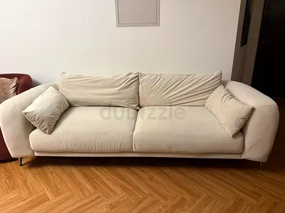 Beige 3-Seater Fabric Sofa in Excellent Condition