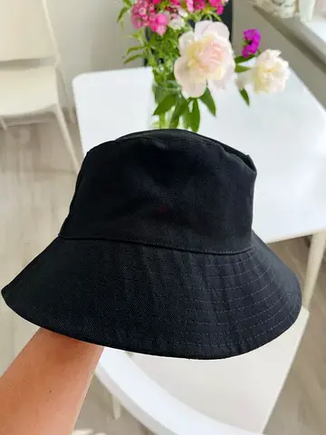 Plain Black Cotton Bucket Hat - Good Condition