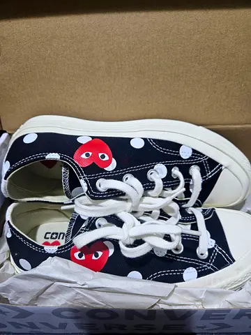 Comme des Garçons Play x Converse Chuck Taylor Low - Black Polka Dot, Size UK 4