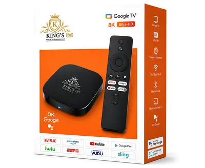 Kings Pro Google TV 8K Android TV Box with Remote - New in Box