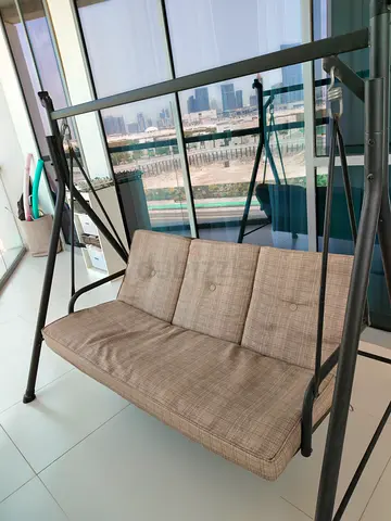 3-seater Outdoor/Indoor Metal Frame Swing with Cushions