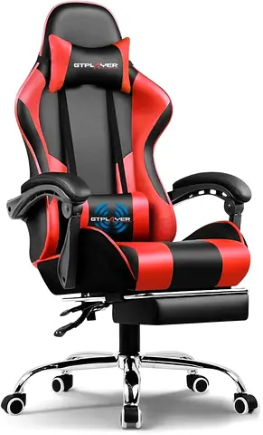 Red  Black Gaming/Office Recliner Chair with Footrest and Lumbar Support