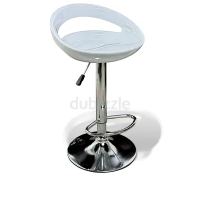 Adjustable White Modern Bar Stool with Chrome Base