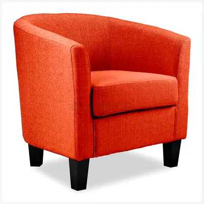 Modern Orange Tub Chair with Black Wooden Legs