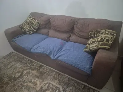 3-seater fabric sofa in brown - Free