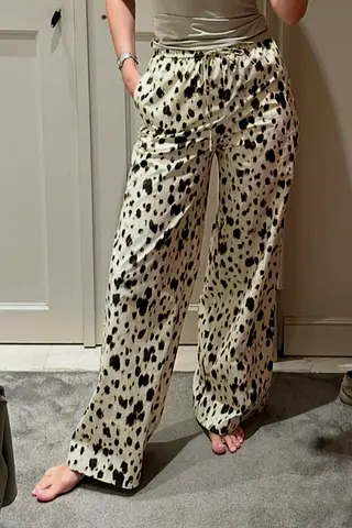 Comfortable Dalmatian Print Wide Leg Trousers