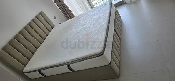 Modern Upholstered Bed Frame with Comfortable Mattress