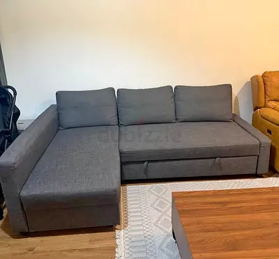 Grey L-shaped Sofa bed with Storage - Good Condition free home dilivery