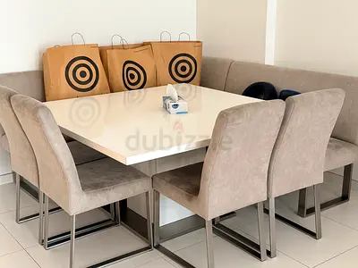 Modern Square Dining Set with Corner Bench and 4 Chairs