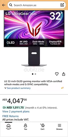 LG UltraGear 32GS95UV-B OLED Gaming Monitor in excellent condition