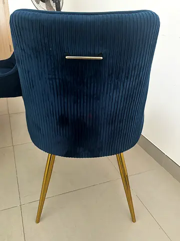 Blue Velvet Dining Chair with Gold Legs - set of 2
