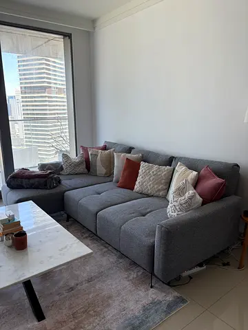 Home Centre Grey Sofa 3-seater with Chaise and Adjustable Backrest