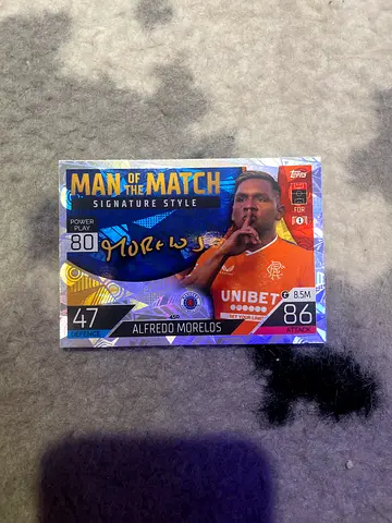 Signed Man of the Match Alfredo Morelos Trading Card – Limited Edition