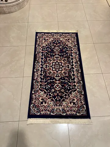 Handmade Oriental Runner Rug – Classic Dark Blue Pattern, Good Condition