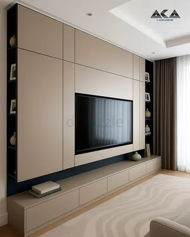 Modern Wall-Mounted Entertainment Unit with Built-In Storage