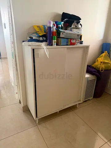 White Sliding Door Wardrobe - Compact Storage Cabinet
