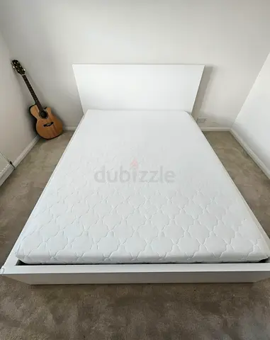 IKEA Malm Double  bed frame with mattress. - Good Condition