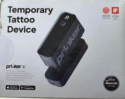 Prinker S Temporary Tattoo Device (Black Ink Cartridge) - Portable Digital Tattoo Printer