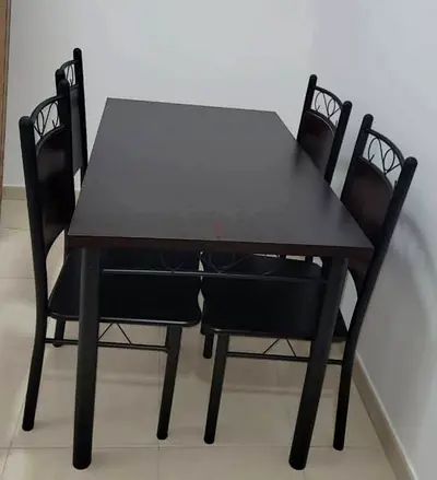 Modern 4-Seater Dining Set with Metal Frame