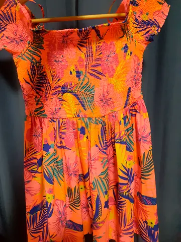 Bright Tropical Strapless Summer Dress - Size medium/ small