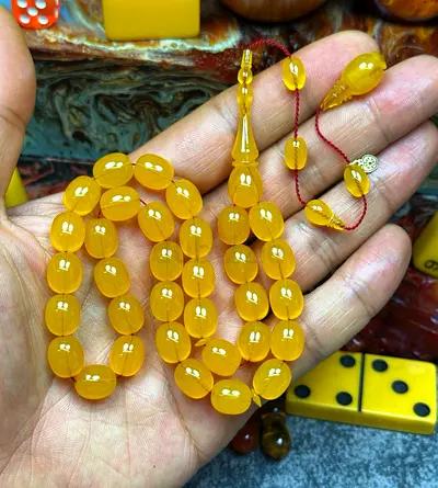 Handmade Amber Prayer Beads (Misbahah) - 33 Beads Turkısh Master Mesut Elma