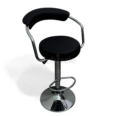 Adjustable Black Bar Stool with Backrest and Footrest