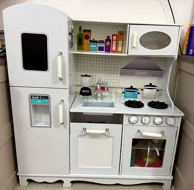 Wooden Play Kitchen Set with Oven, Fridge and Accessories