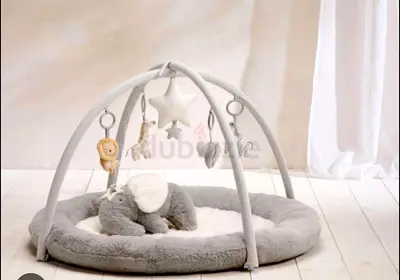 Mamas and Papa’s Welcome to the World Soft Grey Elephant Baby Play Gym + Plush Mat and Hanging Toys