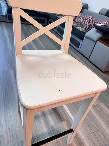 White Wooden Ikea bar stool with X-Back - 2 piece
