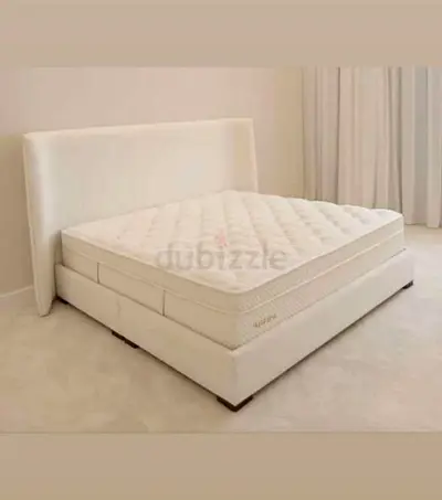 Queen white upholstered bed frame