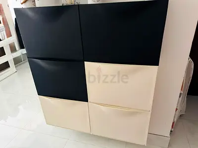 IKEA 6-Compartment Modular Shoe/Storage Cabinet - Black  Cream
