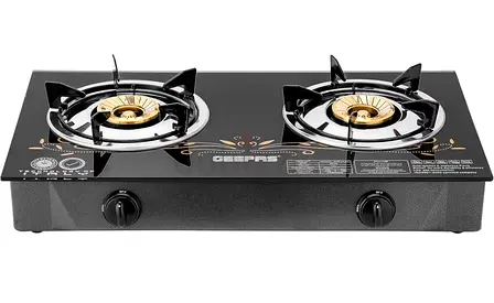 Geepas 2-Burner Glass Top Gas Stove — Brand New