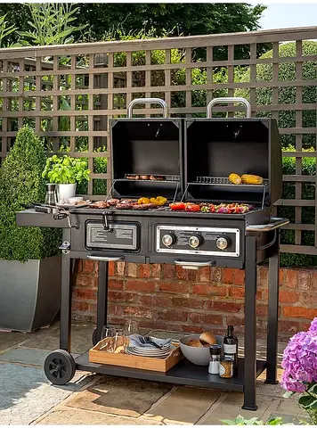 UniFlame Classic Big American Gas/ Charcoal 3B Grill BBQ Summer Garden