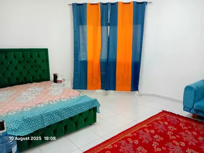 Private Master bedroom with attached bathroom fully furnished available in Al Taawun for couples