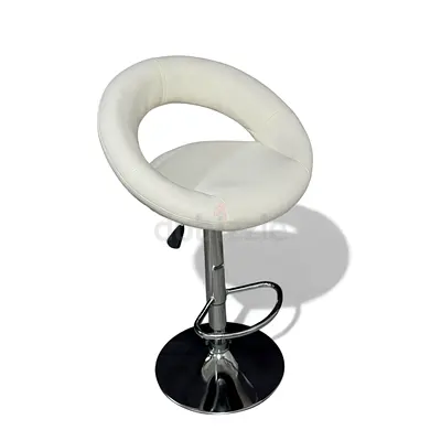 White Adjustable Swivel Bar Stool with Footrest