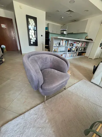 Modern Grey Upholstered Accent Chair - Comfortable Single Sofa