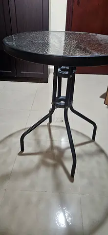 Glass Top Round Table with Metal Frame