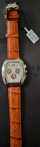Womens brown leather strap chronograph wristwatch