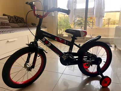 Kids 16-inch Training Wheel Bicycle - Black  Red